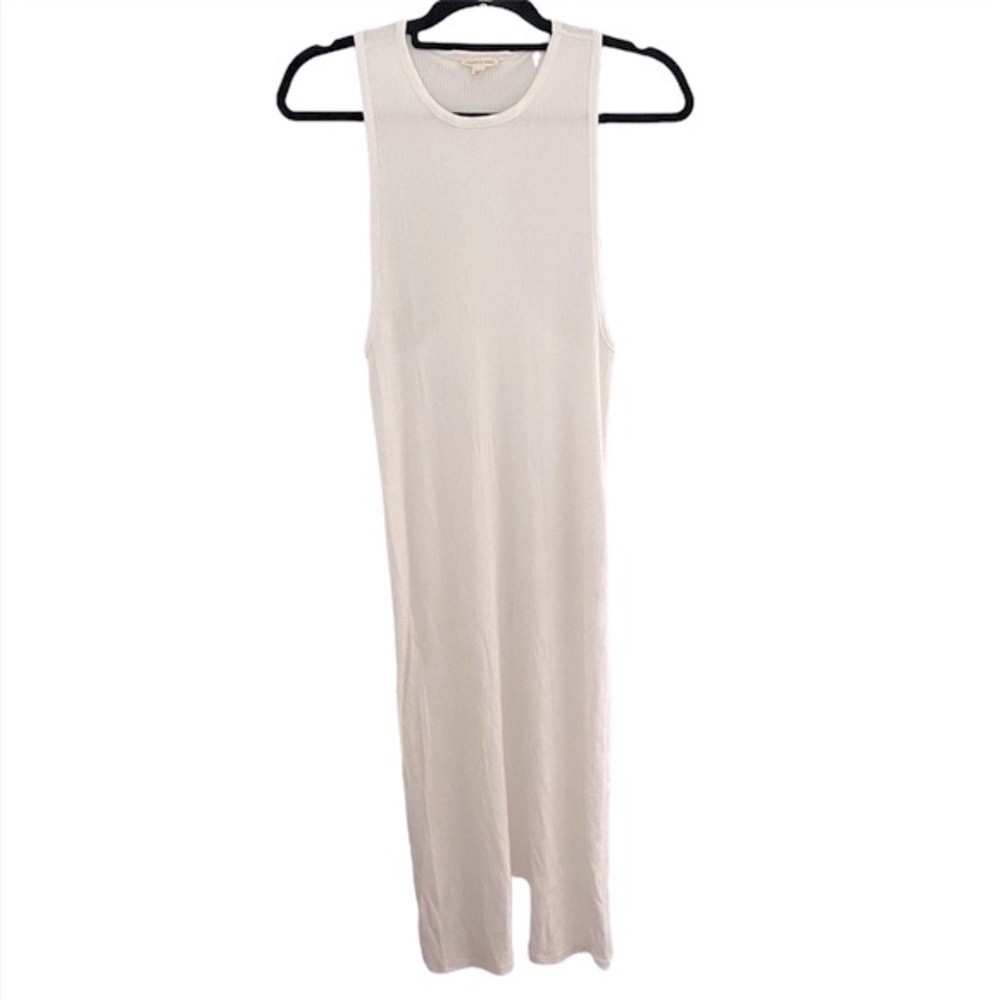 Silence + Noise Midi Racerback Tank Jersey Dress in Off White